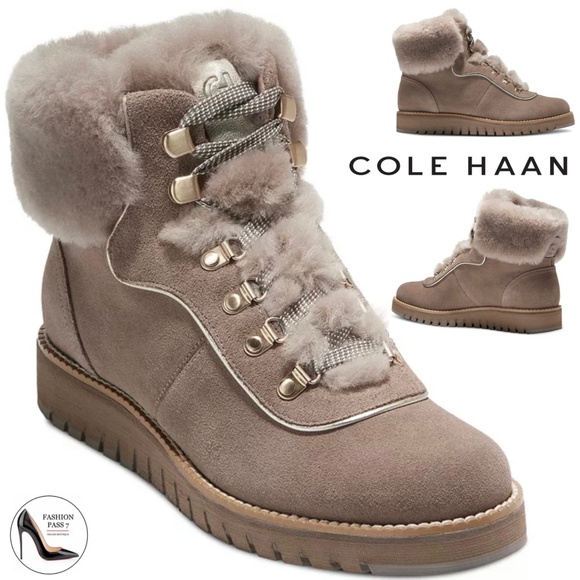 COLE HAAN ZeroGrand Explore Upstate Waterproof Shearling Hiking Boot Irish Coffe - Picture 1 of 16